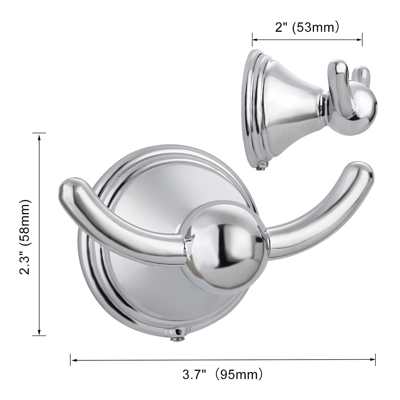Asidrama Towel Hooks for Bathroom,Polished Chrome Coat Hooks for Kitchen Shower Door Wall Mounted,Exquisite Robe & Towel Hooks,Durable Robe Wall Hooks for Hanging Towels (2 Pack)