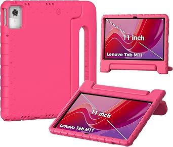 Bolete Kids Case for Lenovo Tab M11 TB-330FU/TB-330XU 11 inch Tablet, Shockproof Lightweight EVA Adjustable Bracket Cover for Lenovo M11 Tablet Case/Xiaoxin Pad 2024 11 inch TB-331FC, Rose Red