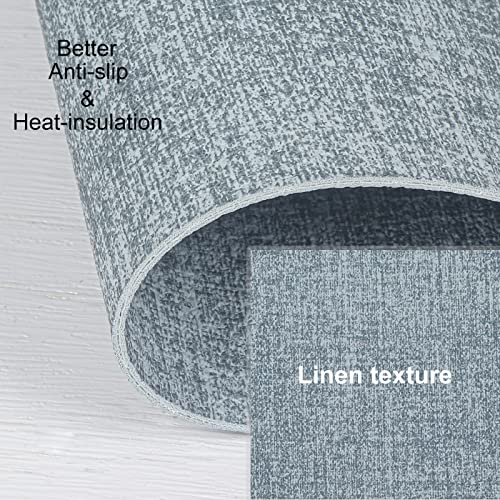 Wayifon Faux Leather Heat Resistant Placemats For Dining Table Set Of 6, Waterproof Wipeable Washable Pu Table Mats,Sky Blue #TOP2