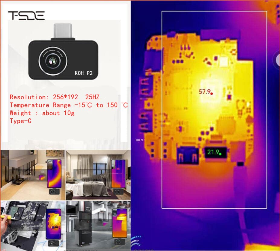Miniatura 3 de TestHelper KCH-P2 Ultra Pequeño Mini Cámara Térmica Profesional Cámara Infrarroja Imager para Smartphones Android USB-C Tipo C Resolución 256X192,