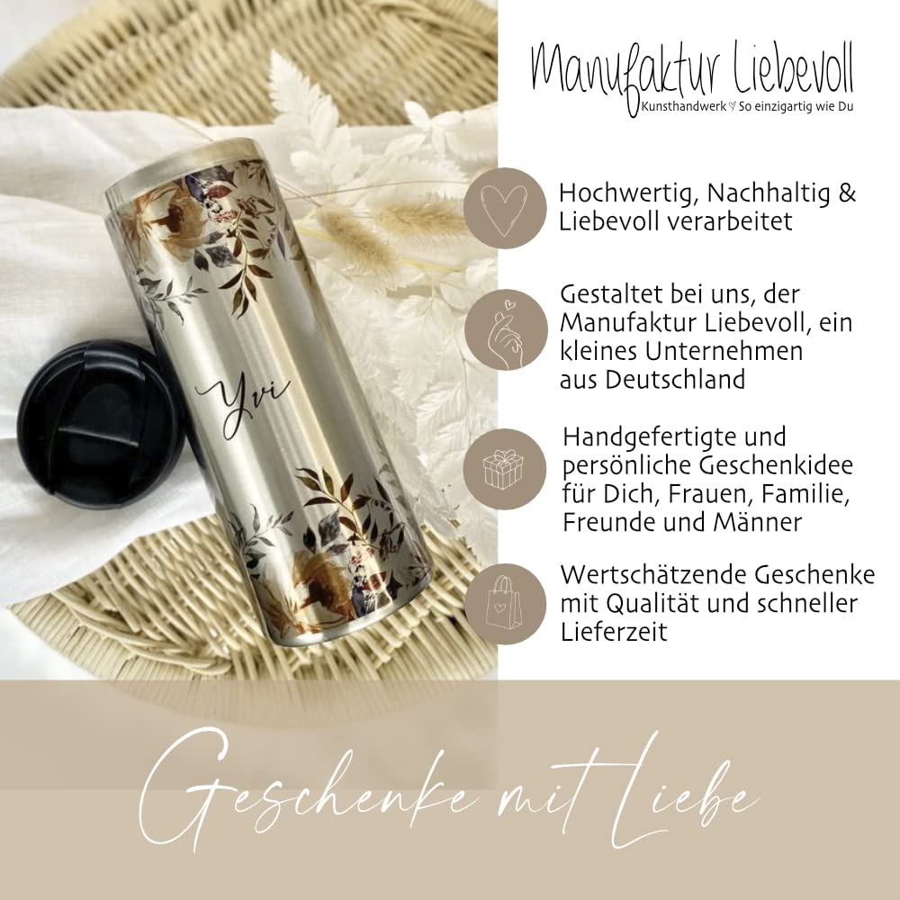 MHwan Kaffeebecher 530ml - Personalisiert Thermobecher Mit Initialen