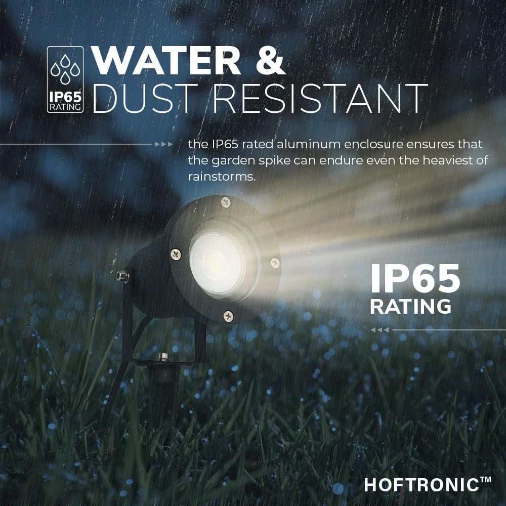 HOFTRONIC 3er Set Sydney - GU10 LED Strahler mit Erdspieß - 1,5M kabel mit Stecker - 4W 450lm - Aluminium Gartenstrahler - IP64 Wasserdicht - Warmweiß Außenlampe für Garten, Terrasse, Wegen