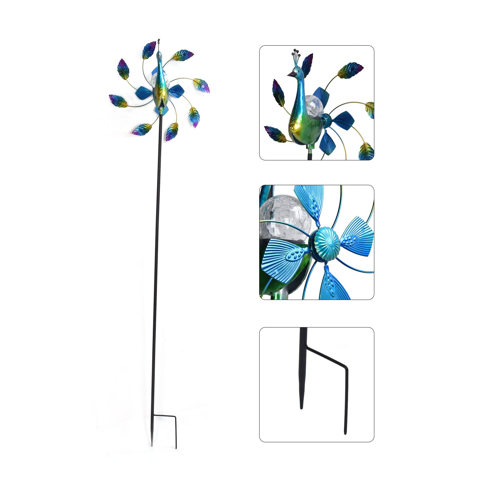 Molino de Viento de Hierro Forjado, hilanderos de Viento para jardín, Molino de Viento para decoración de césped al Aire Libre