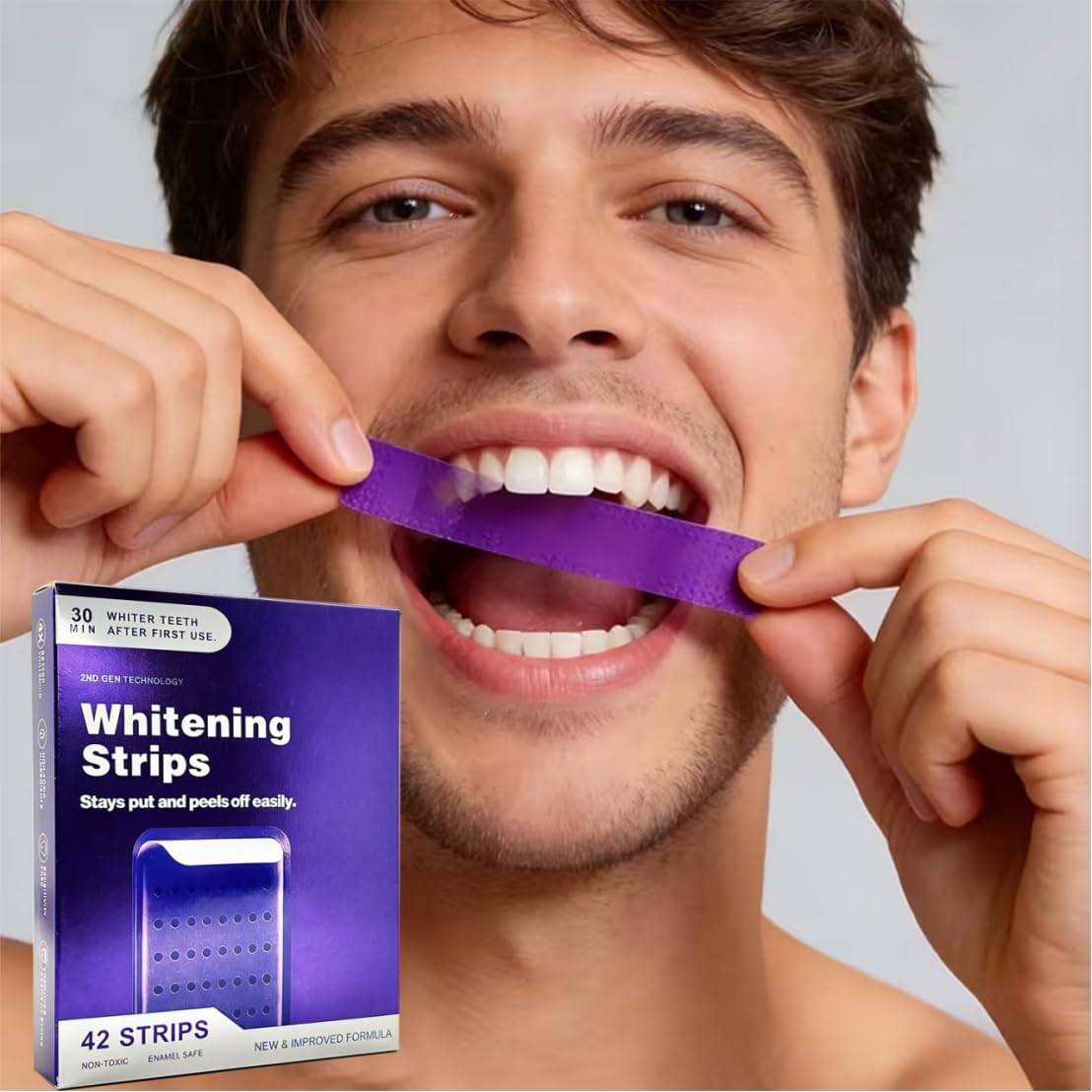 DrDent Purple Whitening Strips, Bande De Blanchiment des Dents, 42 pièces (1 Pièce - 42 Pièces)