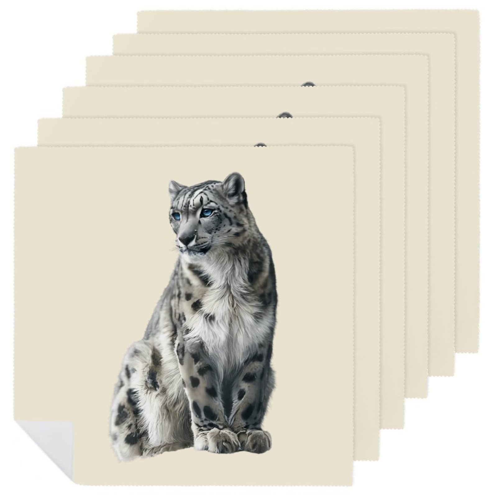Servilletas de tela estampadas con motivo de leopardo nevado para mesas de fiestas y catering