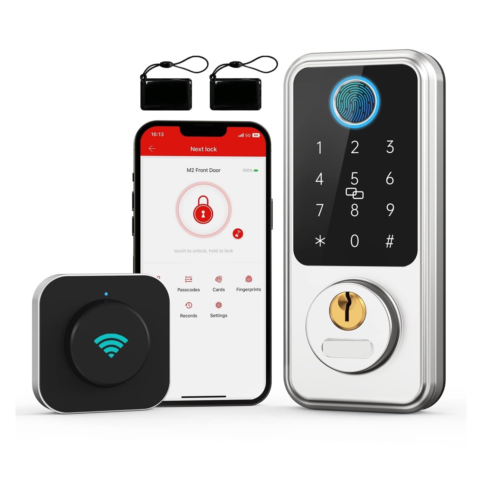 Front Door Lock Smart Door Lock Keyless Entry with G2 Finrprint Deadbolt Locks Keypad Front Electronic Remote Home(Silver)