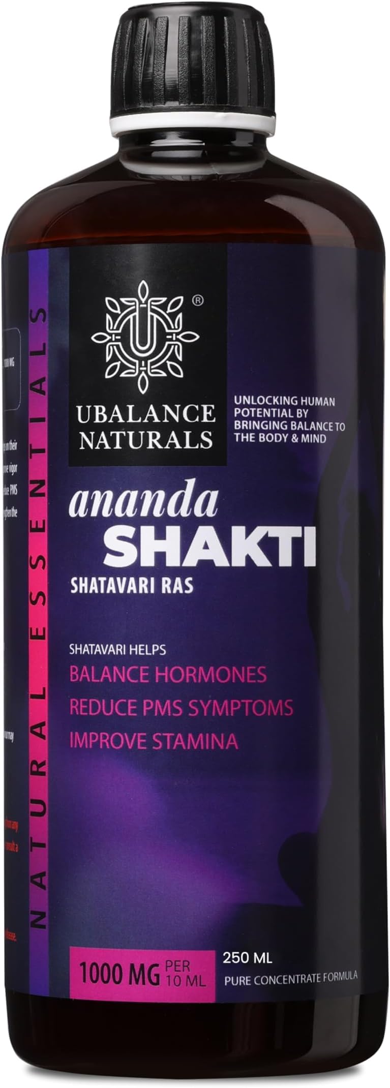 Ananda Shakti 1000MG 100% Natural Women health Pure Concentrated Shatavari Tonic Balances Hormones Regularize menstrual cycle Relief from PCOD Mood swings & Stomach cramps(250ml)