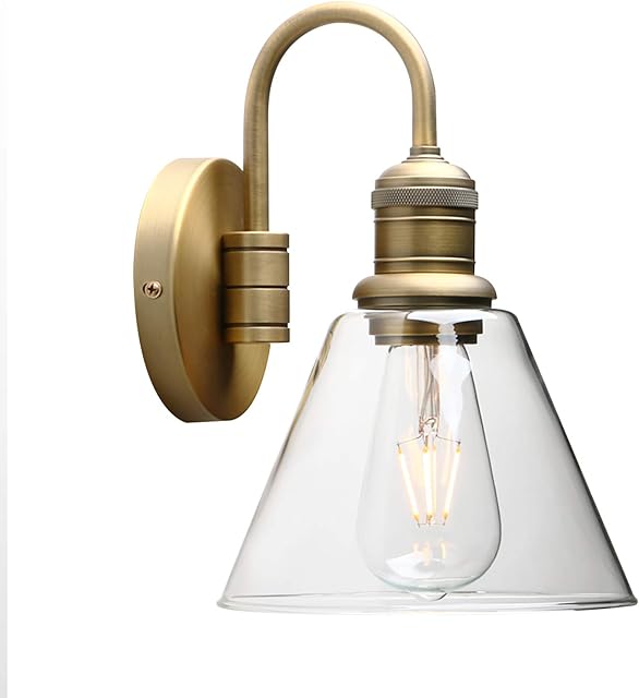 Yosoan Lighting Modern Vintage Industrial Glass Sconce Wall Light Fitting with 7.3 Clear Glass Lampshade, for Office Home Kitchen Living Room Bedroom Loft Bar (Antique)