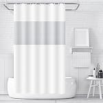 Beige Shower Curtain Plastic Shower Curtain Set with 12 White Hooks Mesh Top Window Clear PEVA Bathtub Curtain Water Proof Bath Curtain for Shower Bathroom,72x72inch