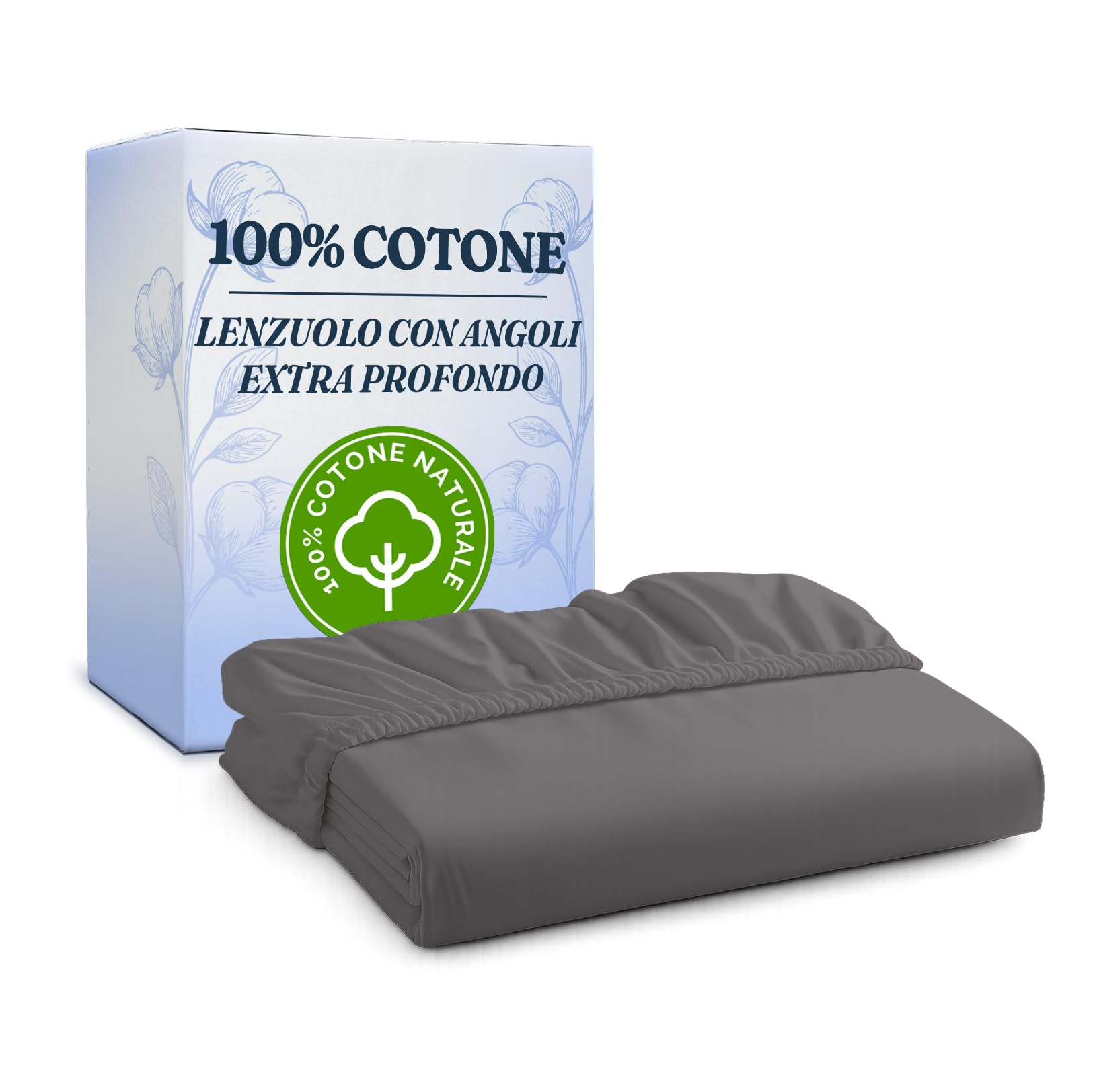 Lenzuolo con angoli 140x200cm - 100% cotone - Lenzuolo con angoli per materassi fino a 30 cm altezza - Biancheria premium 400 fili cotone - Certificato OEKO-TEX - Confezione singola - Grigio scuro