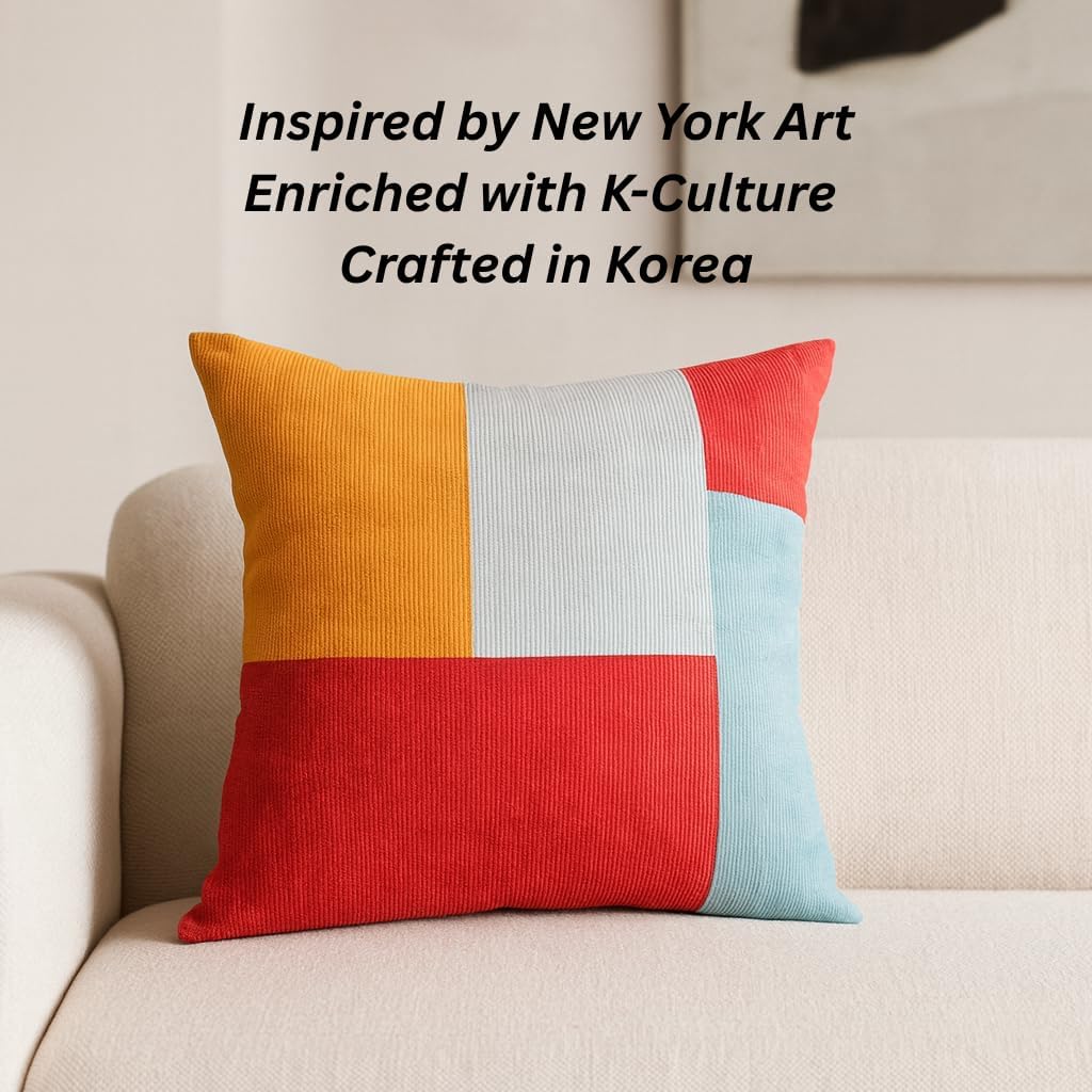 Brooklyn-Red Decorative Throw Pillow Cover 20x20, Cotton Dobby, Made in Korea