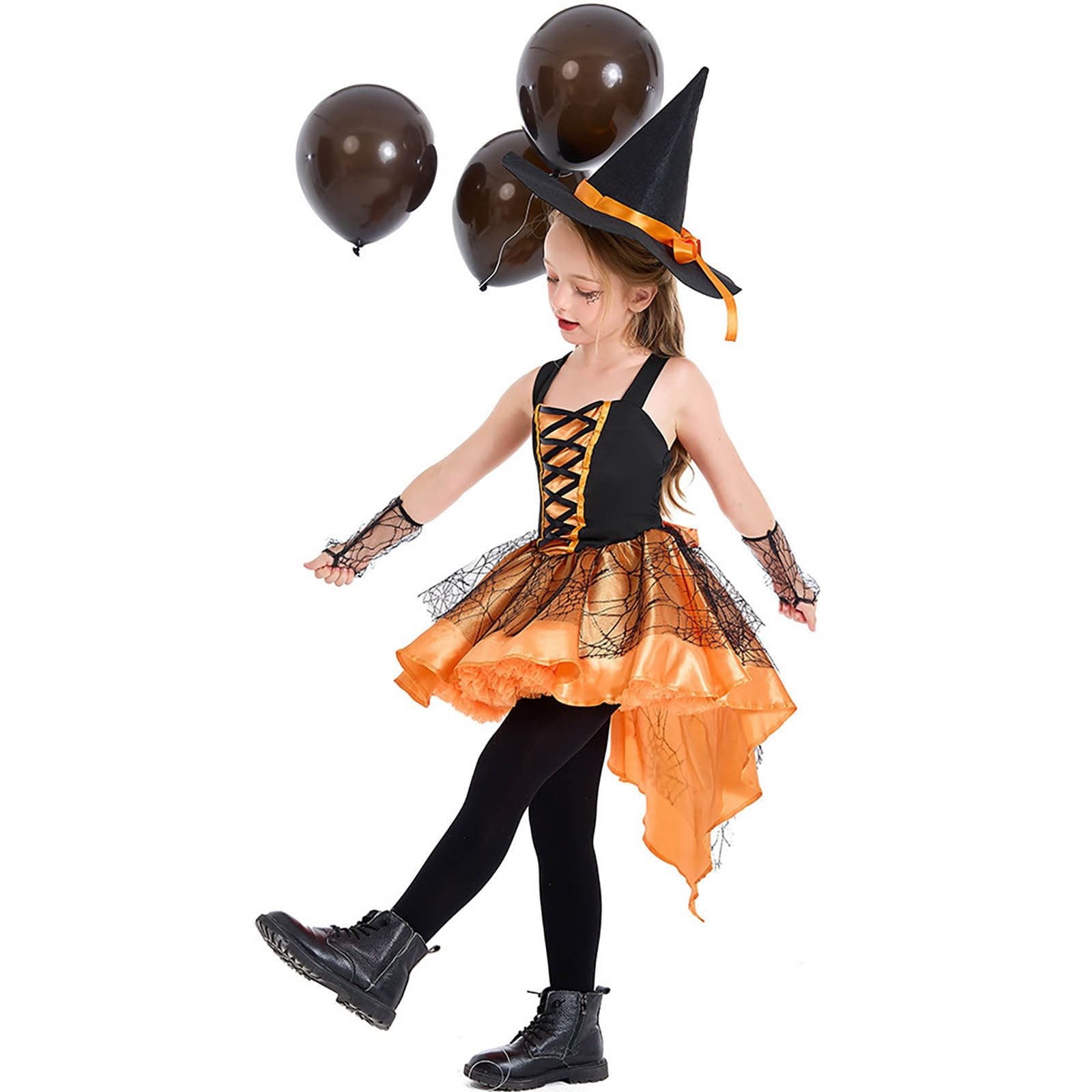 Halloween Hexenkostüm Kinder Kinder Halloween Kostüm Mädchen Hexenkleid Mit Hut Set Mit Hut Besen Rock Und Umhang Mädchen Partykleid Für Faschingskostüme Karneval Kostüm Hexen Zubehör