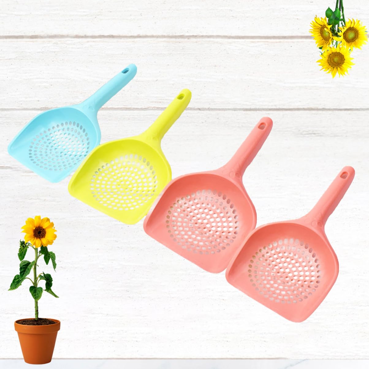 Paletta per lettiera, 4 Pezzi di Strumento for lettiera for Gatti con Manico Lungo, for la Pulizia dei rifiuti degli Animali Domestici, in plastica Dura, Colori Casuali