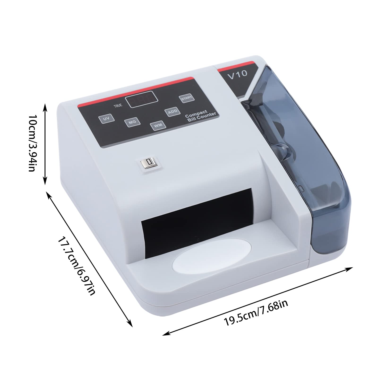 Contatore banconote compatto con display a LED, protezione contro la contraffazione UV/MG/WM e funzionamento silenzioso sotto 60 dB, contatore di denaro professionale per ufficio e vendita al