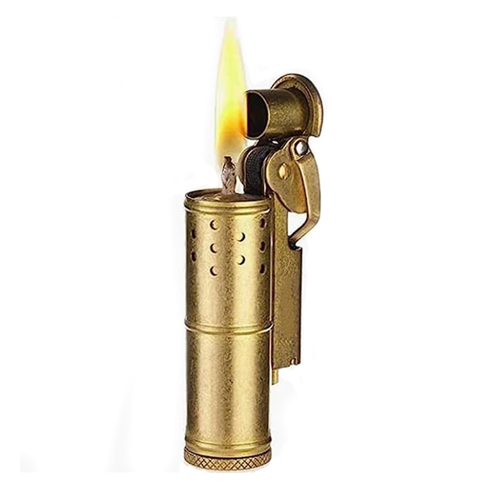 Wheeled Trench Kerosene Lighter Retro Pure Copper Windproof Lighter Classic Soft Flame Suitable for Collection Decoration Gift Gift
