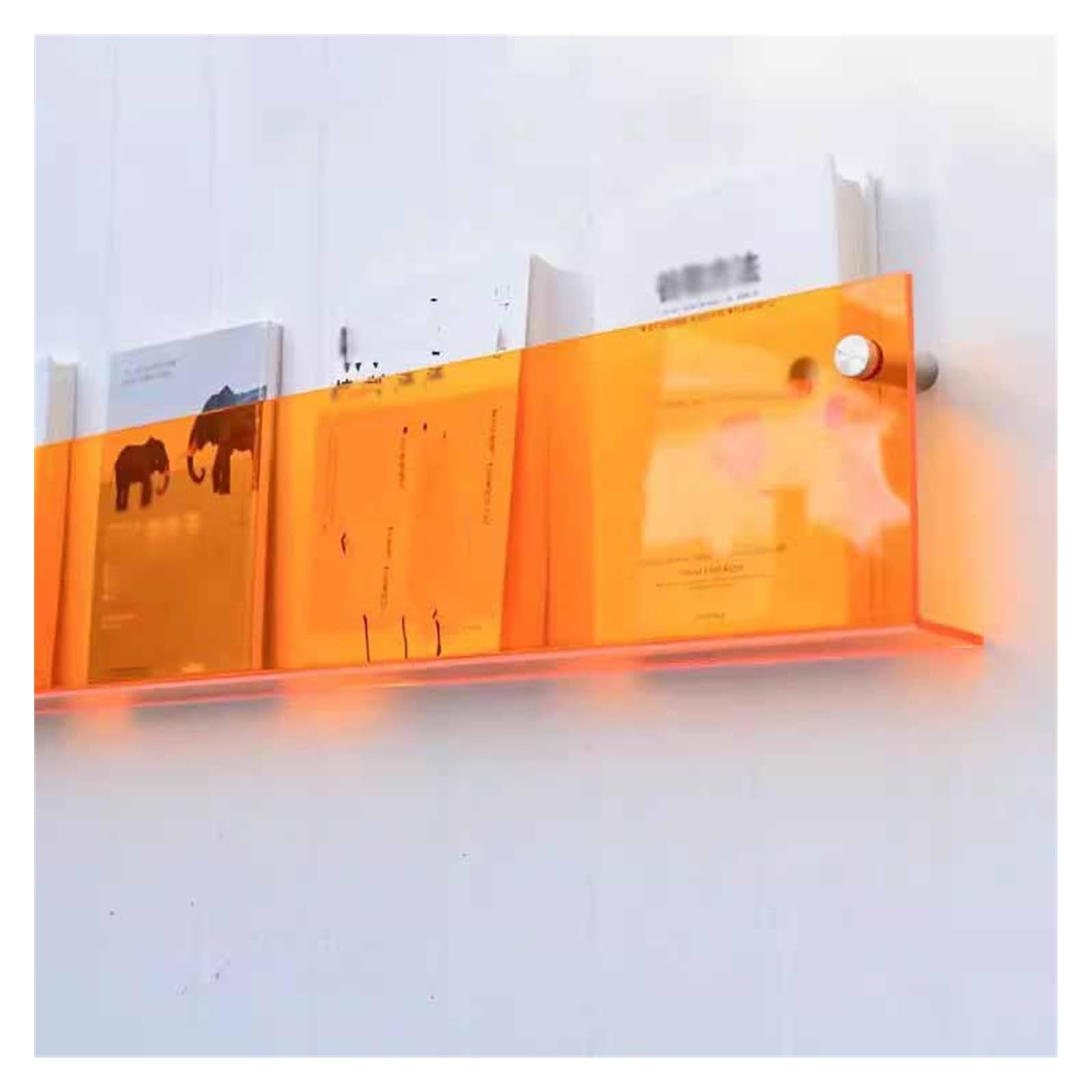 WEITINGKKK Floating Shelves for Wall Acrylic Floating Shelves Invisible Acrylic Floating Wall Shelf,Wall Mounted,Transparent 5mm Thick Bathroom/Living Room/Bedroom Display Stand(Orange,60cm/23.6in)