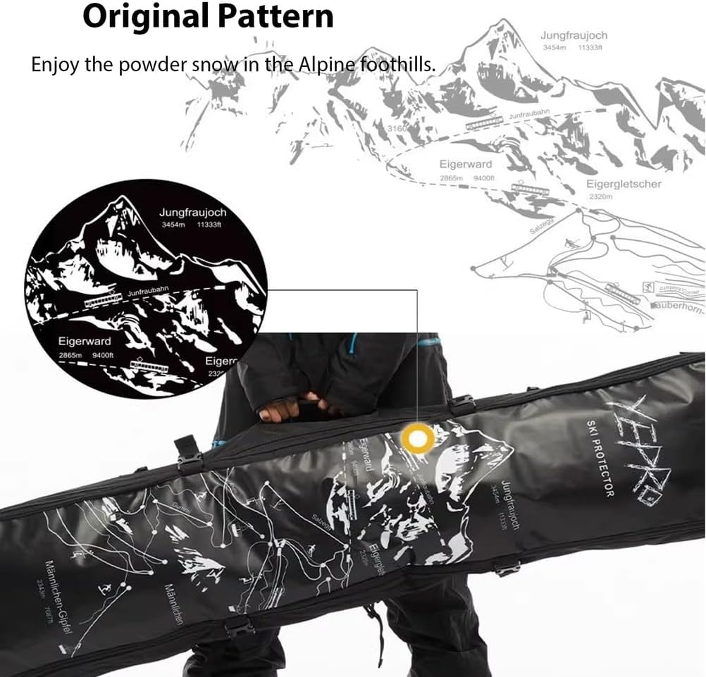 Snowboard Bag with Wheels, Rolling Double Ski Bags, Extendable Fits Boards Or 2 Sets, Helmet, Jacket & Boots for Air Travel and Road Trips