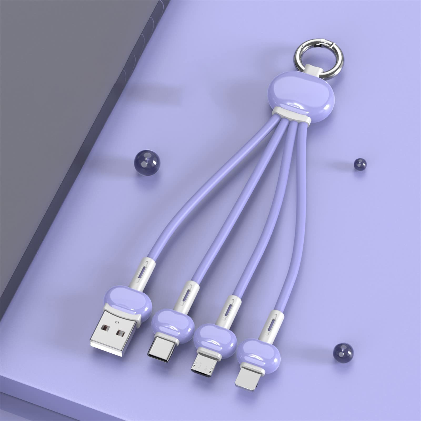 in USB Cable Charging Cord with Keychain, Universal Portable Cable with  Type-C/Mi-cro USB/iPh-one Port, Suitable for All Smartphones
