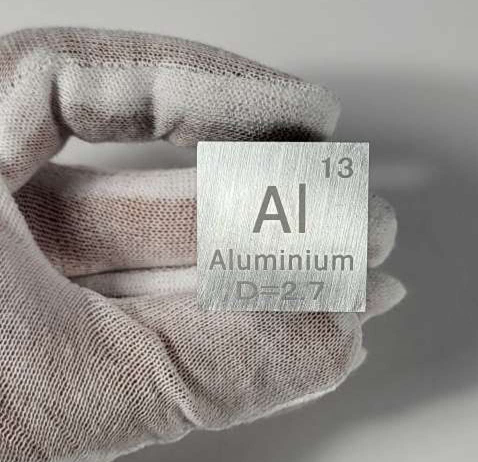Image of 1 inch 25.4mm Aluminium Metal Cube Al up to 99.9% Pure Periodic Table Element Engraved Density Collection Science Education Display Block Cube + Acrylic Case Box - 1PC