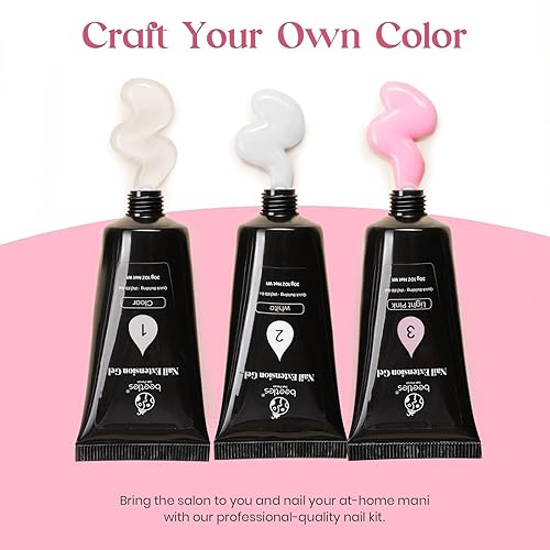 Miniatura 3 de Beetles - Kit de uñas de gel de extensión de polietileno, 1.06 onzas de gel de extensión de uñas transparenteblancorosa con lámpara de uñas de 36 W,