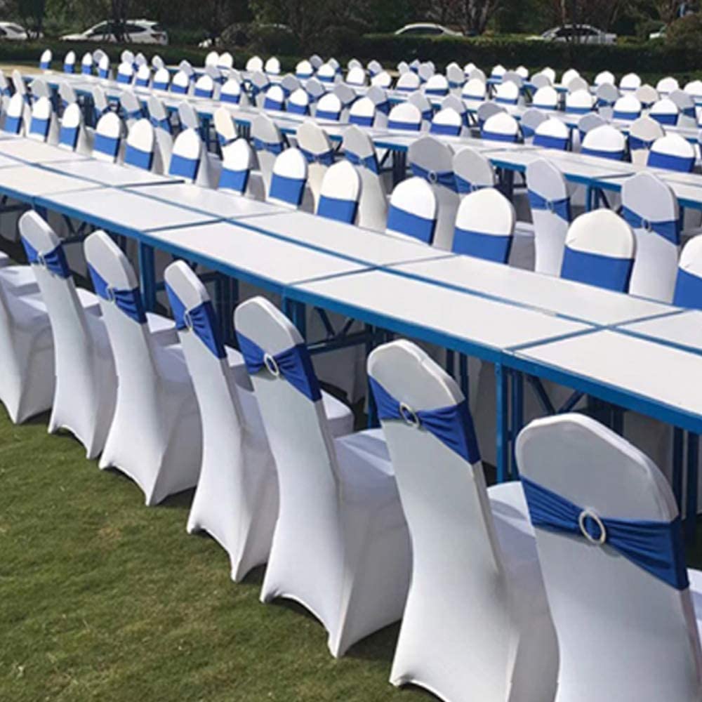 50 bandas elásticas con hebilla para silla de boda, lazos para decoración de eventos, banquetes