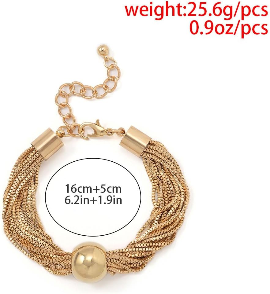 Clataly Chunky Sphere Pendant Necklace Exaggerated Multi-layer Statement Necklace Bracelets Thick Chains Jewelry for Women - Image 4