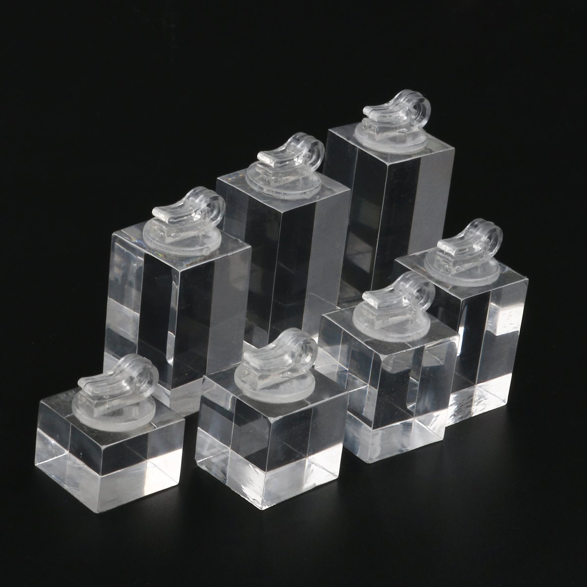 ROSENICE 7pcs Acrylic Cube Display Stand Holder for Jewelry Ring Earrings Riser Clear