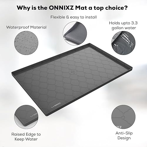 Miniatura 3 de Tapete impermeable para debajo del fregadero de cocina, 34 x 22 pulgadas, forro de silicona fuerte debajo del fregadero, tapete protector de