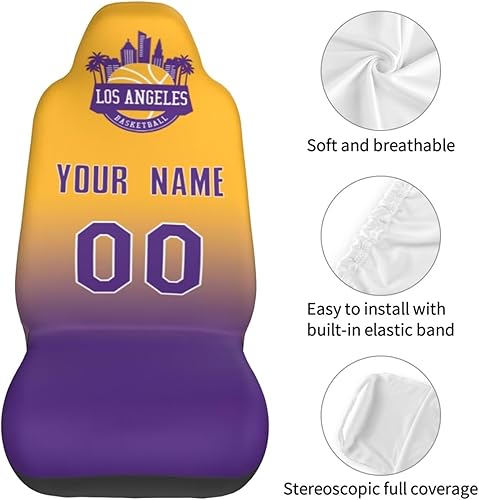 Miniatura 5 de Los Angeles - Fundas personalizadas para asiento de automóvil, 1 y 2 unidades, funda de asiento de automóvil de baloncesto personalizada para añadir