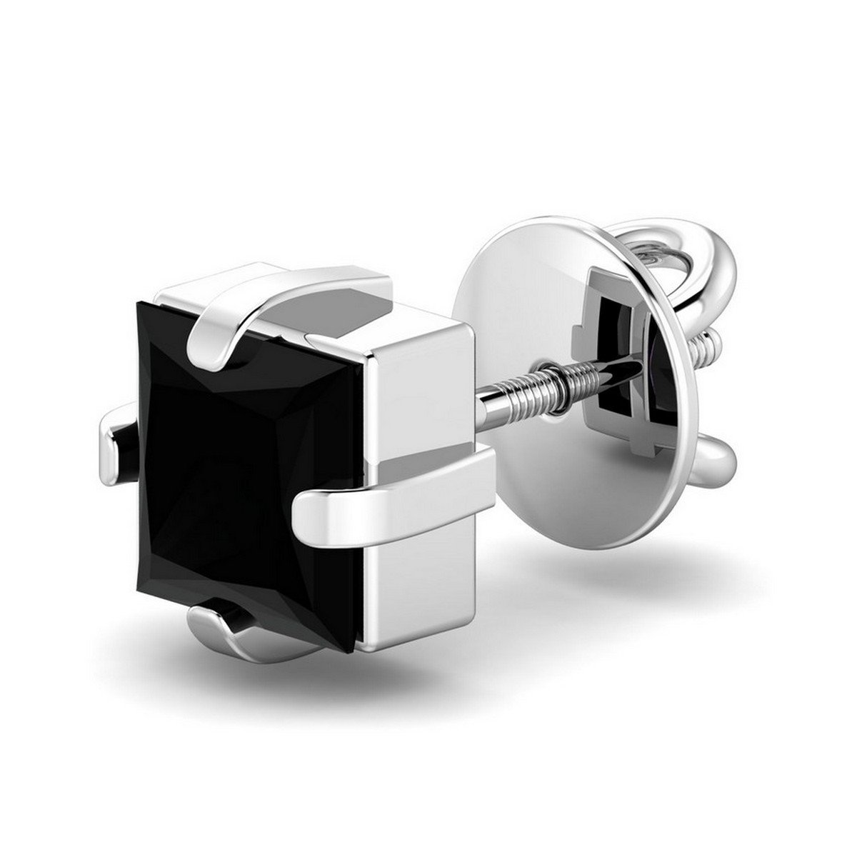 kuberbox White Gold and Diamond Black Stud Earrings-picture-24