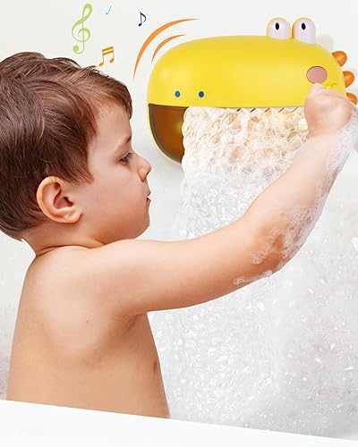 Vista 5 de Lehoo Castle Juguetes de baño para bebés, máquina de burbujas de baño de dinosaurios, juguetes de baño para niños de 1 a 3 años, juguetes