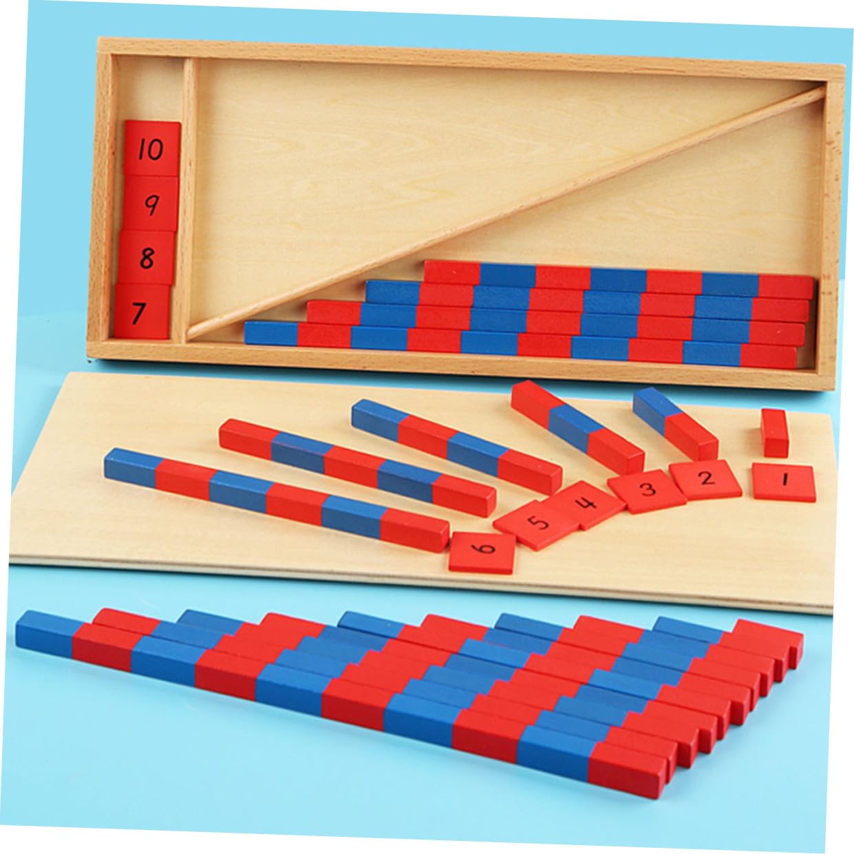 VANZACK Giocattolo Didattico Montessori Numeri Rosso Blu Plastico | Ambiente Educativo e Scuola Materna, per Bambini e Bambine, Abilità Operative Matematiche