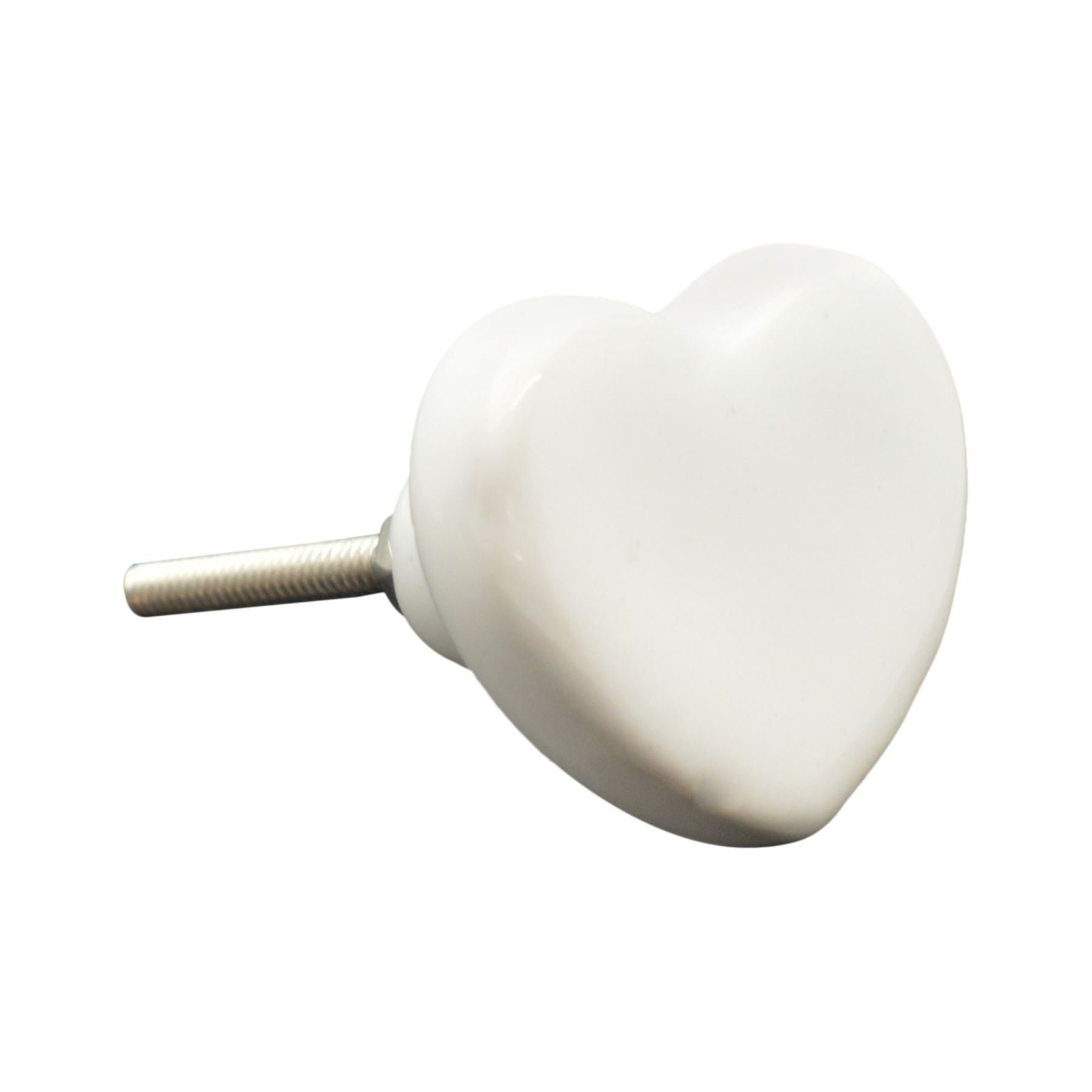 Nicola Spring White Heart Ceramic Cupboard Drawer Knobs - Heart Design - White