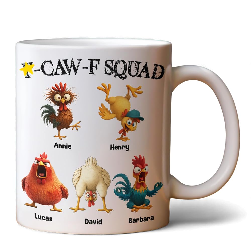 Caw-F Squad Mug - Personalized Funny 11oz 15oz Coffee Mug Silly Exchange Gift White Elephant Gift For Friends