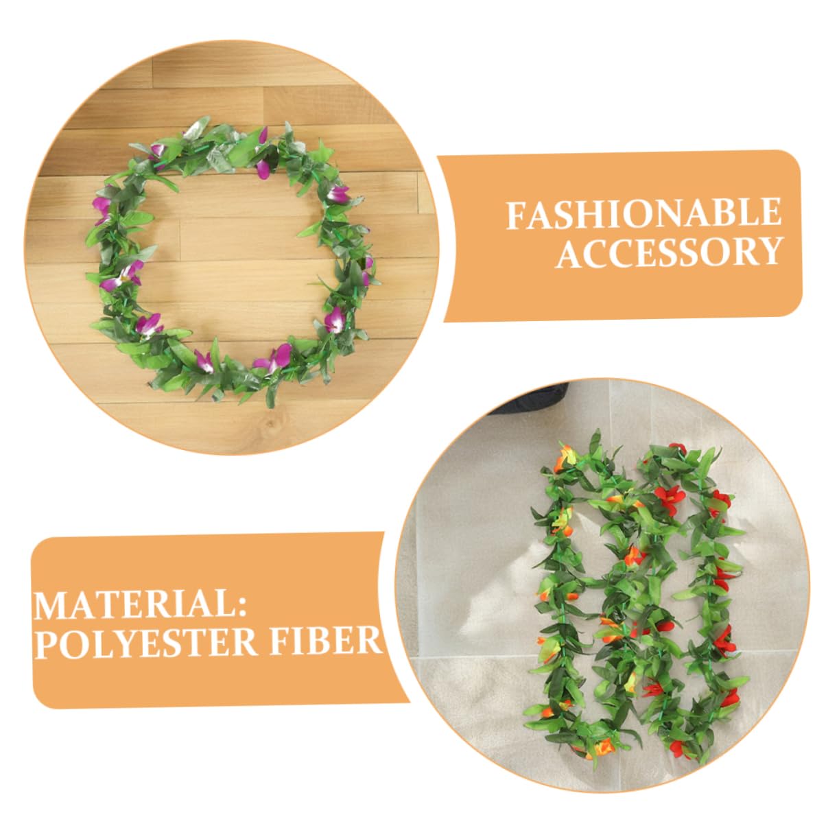 Healifty Collar de Leis Hawaianos Flores Tropicales y Hojas Verdes para Fiesta Verano, Decoración Ligera y Reutilizable Adecuado para Luau y Eventos de Verano