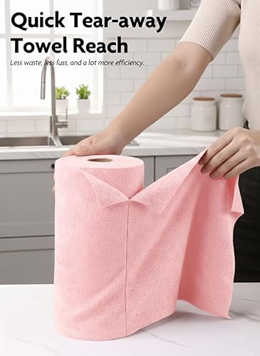 Miniatura 2 de Fantasticlean Rollo de paño de limpieza de microfibra, paquete de 60 toallas de microfibra extraíbles, 12 x 12 pulgadas, reutilizables, lavables,