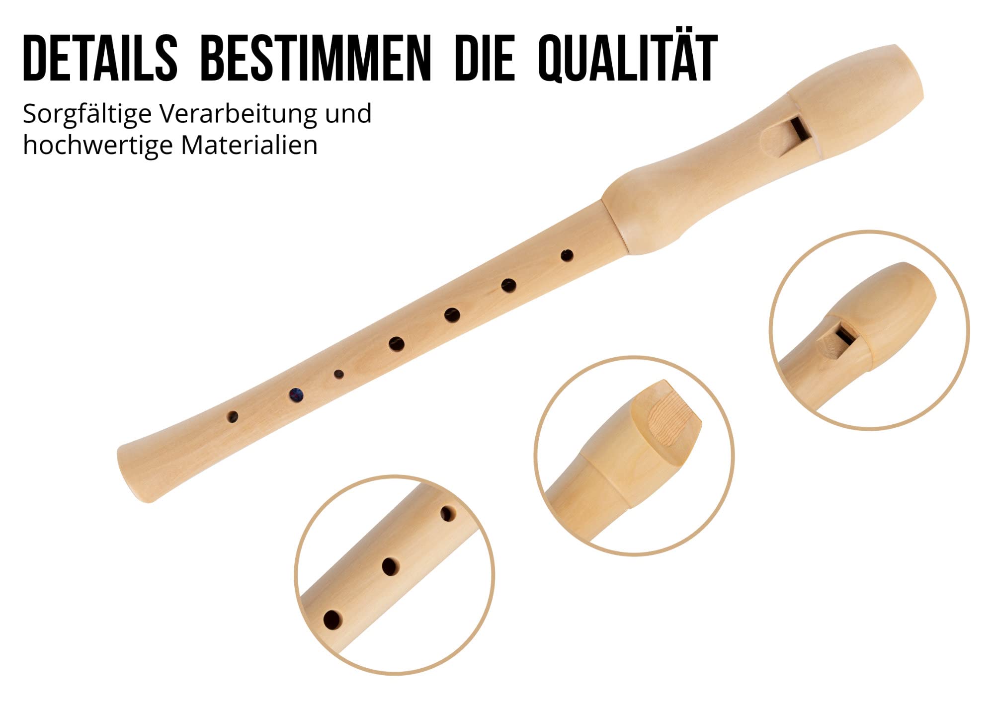 Classic Cantabile Stella flet prosty – 2-częściowy flet prosty z klonu – niemiecki sposób chwytania – idealny dla dzieci od 6 lat – w zestawie wyściełana torba, tabela uchwytów, środek do czyszczenia