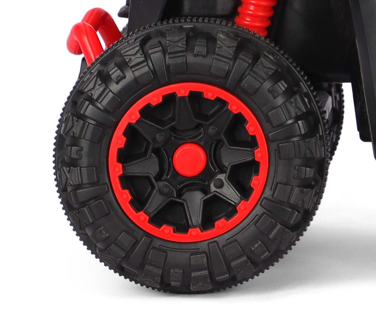 Milly Mally Wild Kinder Rutschauto mit Schubstange | 3-in-1 Offroad Quad Kinderfahrzeug für Kleinkinder 12-36 Monate | Rutschfahrzeug mit LED-Licht, Sound & Schutzbügel bis 25 kg (Red)