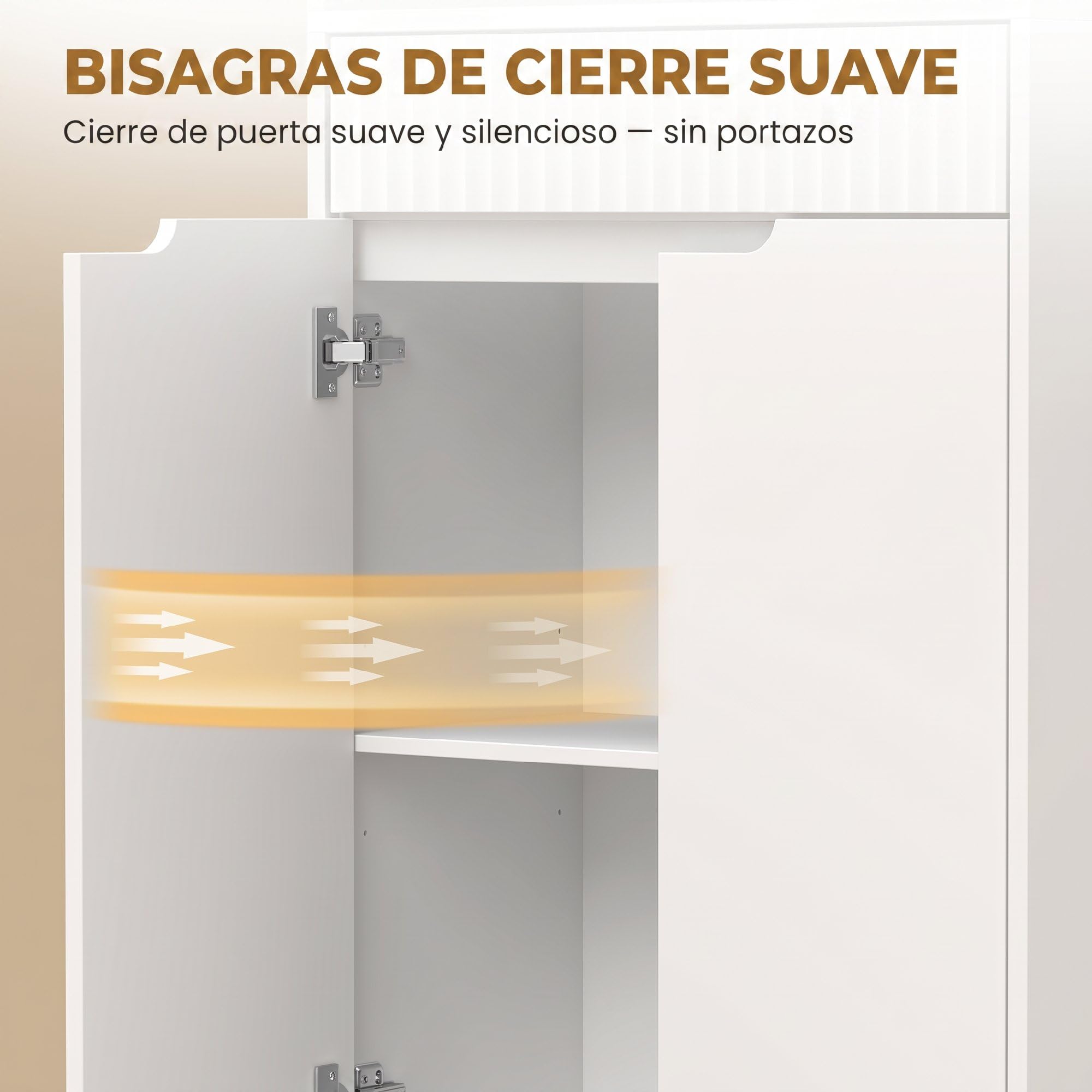 HOMCOM Armario Alto de Baño 3 Estantes Abiertos 60x30x171 cm Blanco | Mueble de Baño Estrecho, Cajón Acanalado, Estante Ajustable, Puertas de Cierre Suave, para Espacios Pequeños