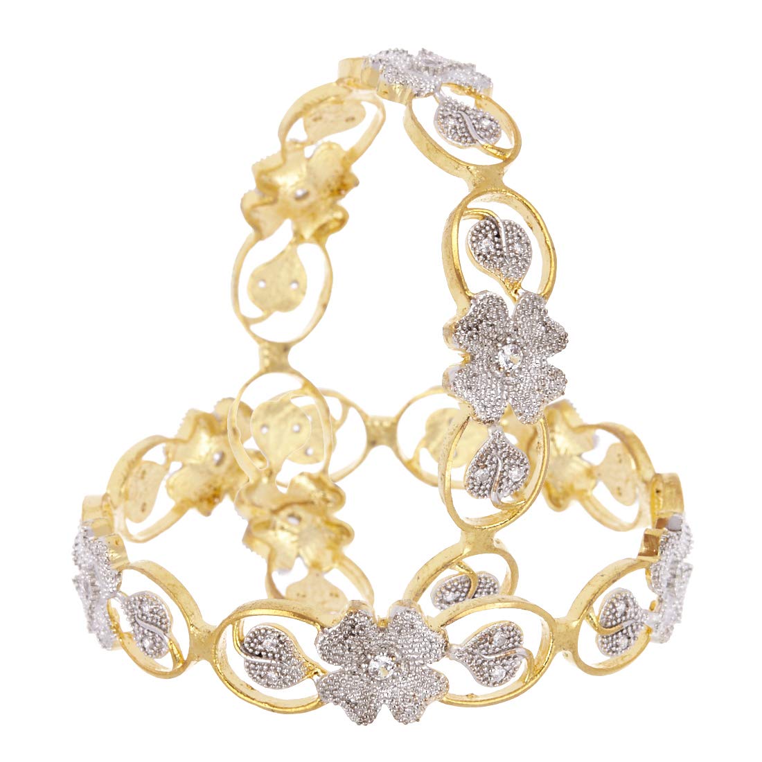ZENEME American Diamond Floral Shape Gold Plated Bangles Jewellery For Women & Girls (B01C60O9JO) Amazon Price History, Amazon Price Tracker