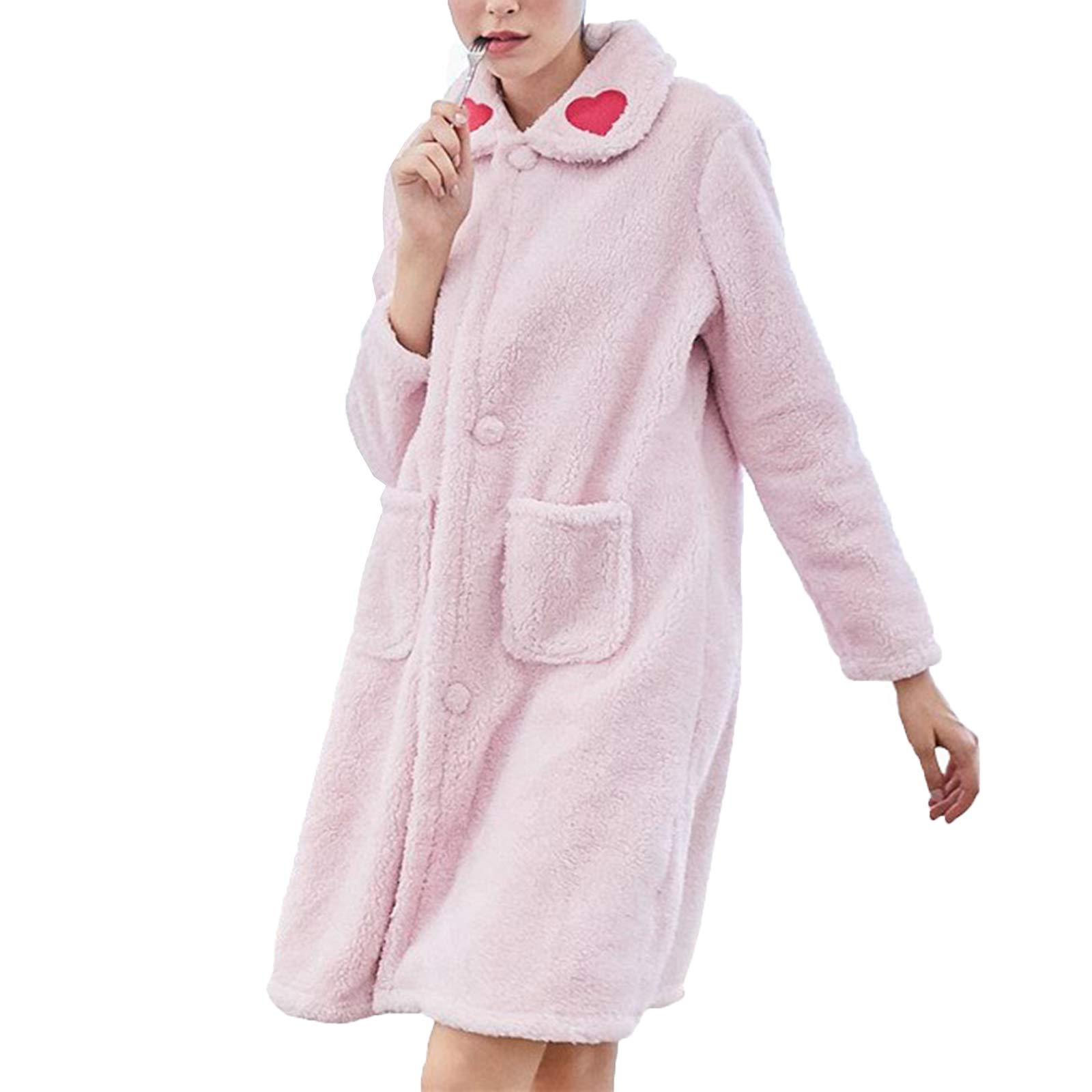 Peignoirs de pyjamas pour femmes 1XL | Chemise de nuit boutonnée chaude et longue
