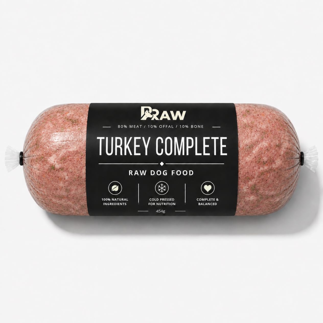 Prime Raw Mixed Frozen BARF Dog Food - 454g Rolls - Variety Flavours – Box of 10, 20, 30 Rolls - Premium Natural Barf Diet - High-Protein, Grain-Free & Nutrient-Rich (20, Turkey Complete)