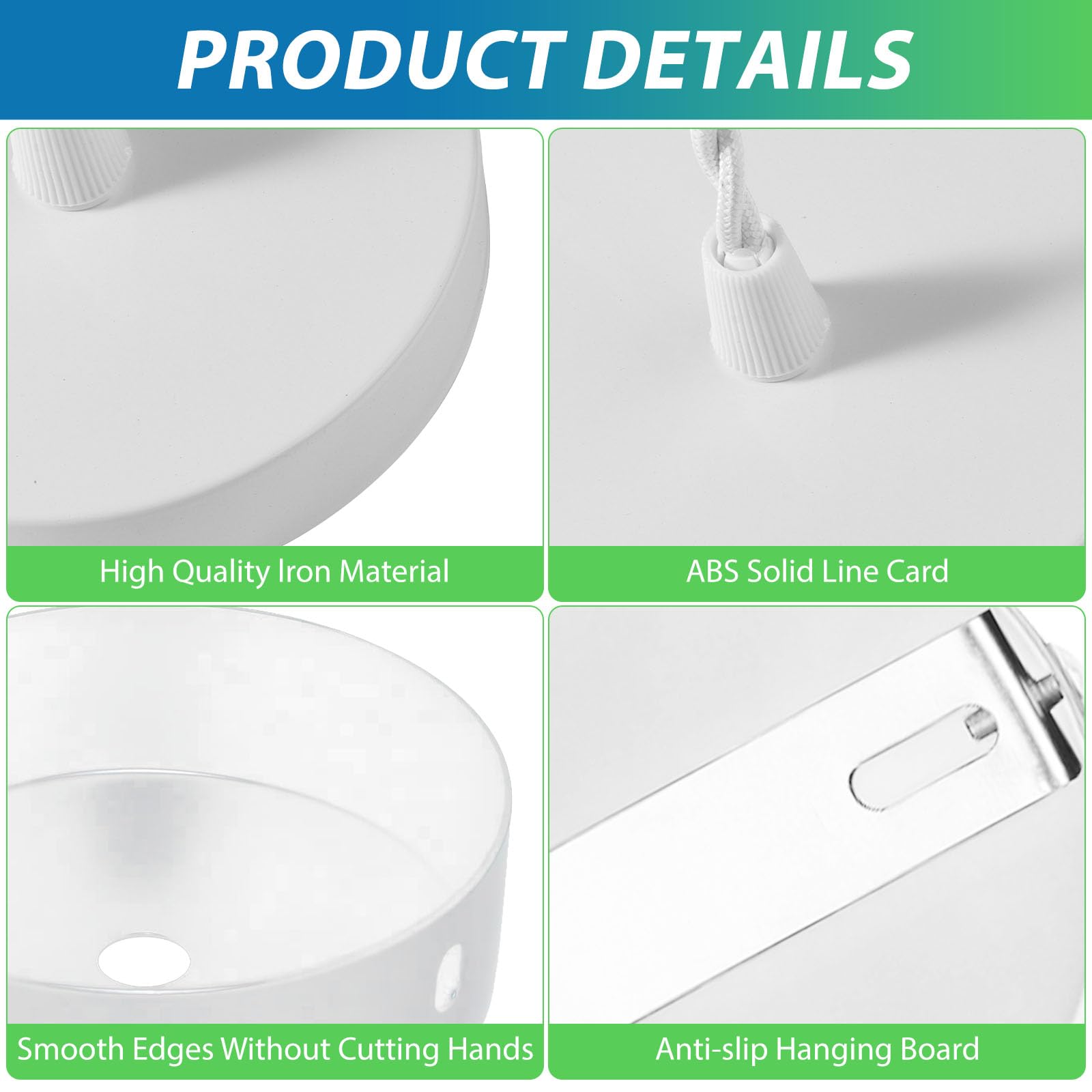 Lot De 5 Rosaces Plafond Blanc 100x18mm - Cache Lustre Baldaquin Métal Élégant Pour Lampe