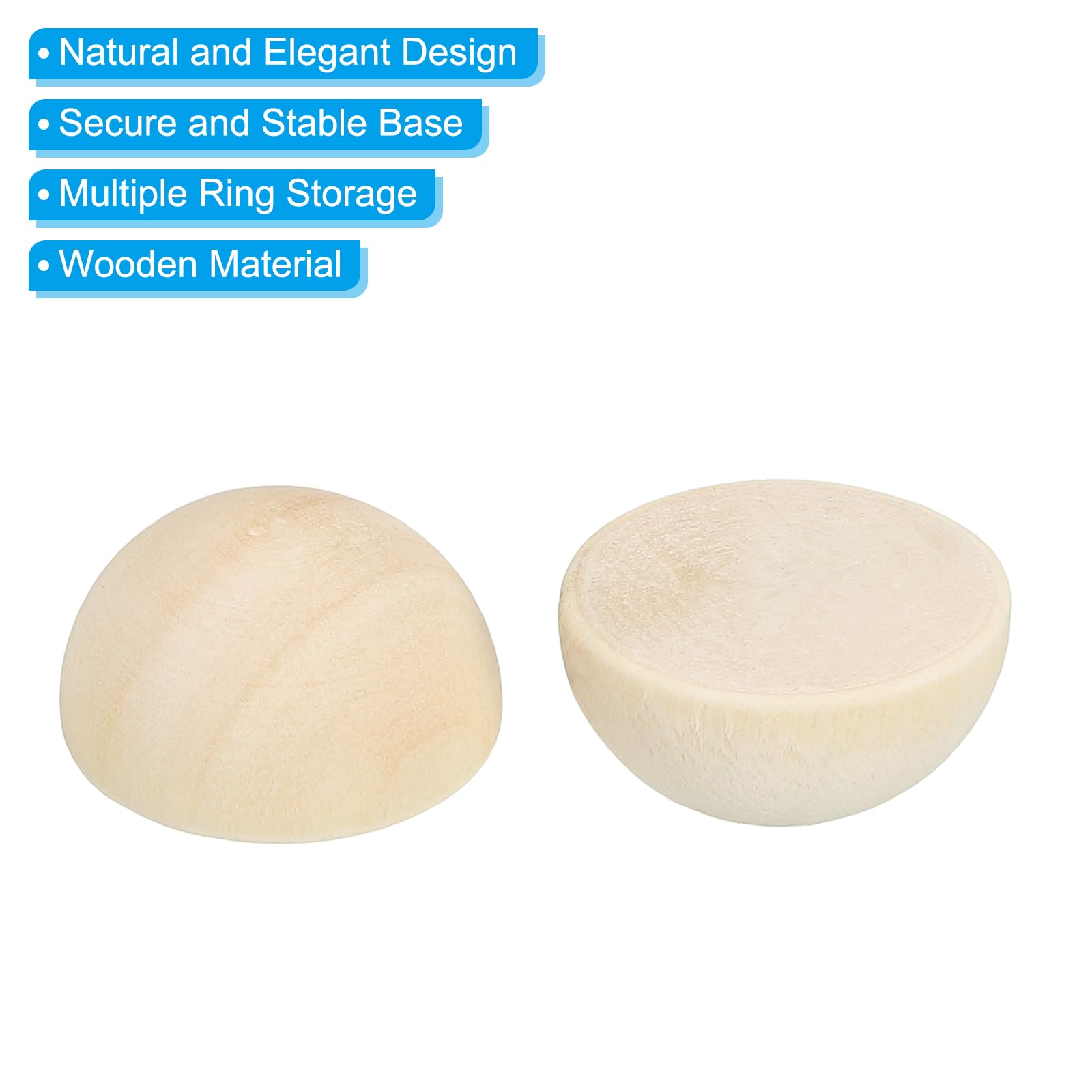 PATIKIL 20mm Half Wood Beads, 40 Pack Unfinished Natural Wooden Beads Round Split Wood Balls for Craft Art Ornaments Painting - Image 4