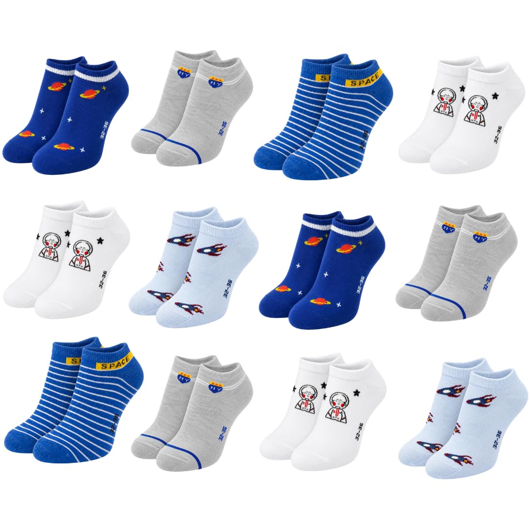 12 Pares - Calcetines Tobilleros Niño - Calcetines Niño - Calcetines Cortos Niño – Transpirables y hechos de Algodón