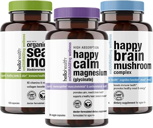 Musgo de mar irlandés orgánico, glicinato de magnesio y 10 suplementos de hongos + melena de león paquete combinado mejor más rápido y fuerte para