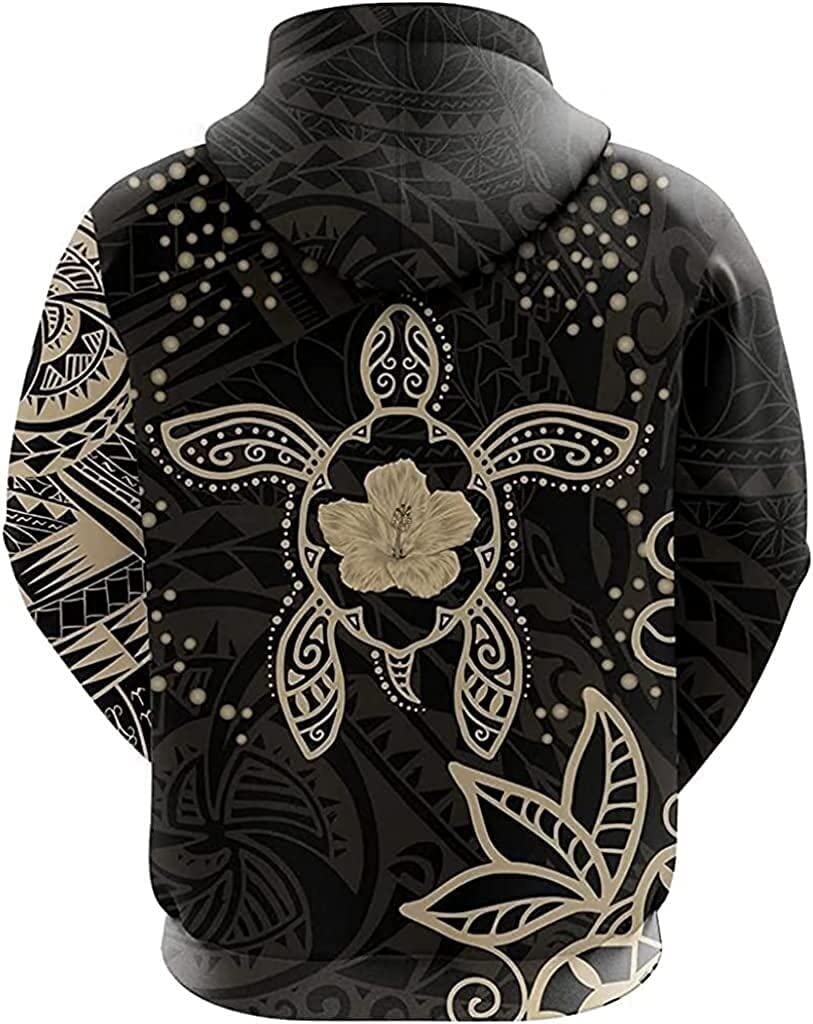 Felpe con cappuccio vichingo da uomo Pullover Felpa con cappuccio con cerniera modello tartaruga polinesiana Felpa con cappuccio 3D Felpa con cappuccio a maniche lunghe