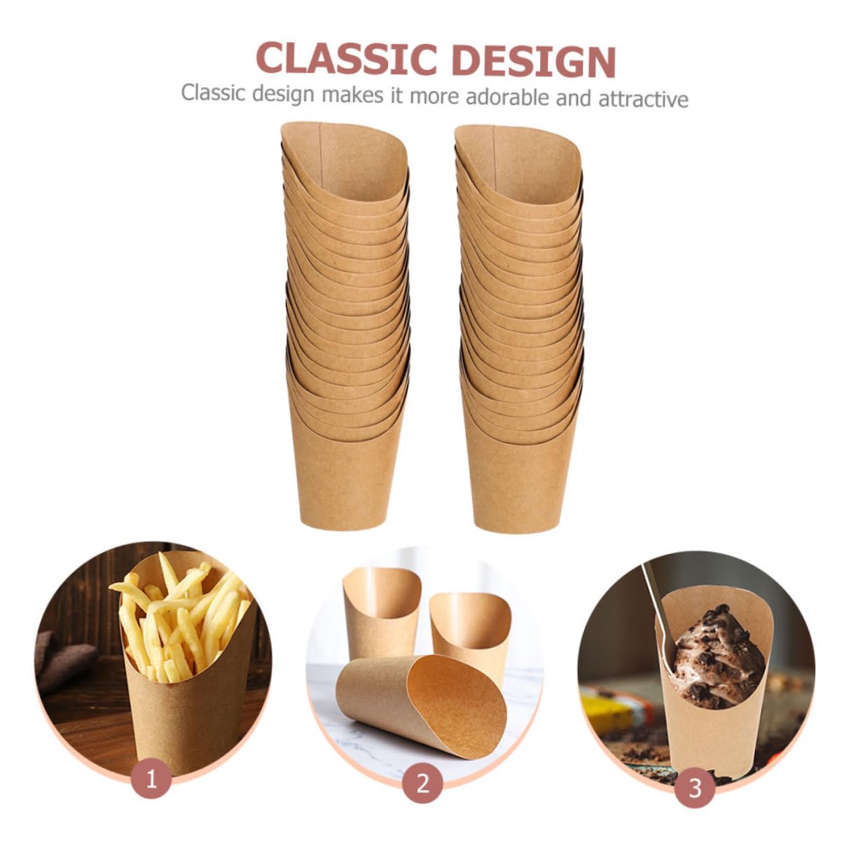 MOLUCKFU 100pcs Paper Snack Cups French Fry Containers Box Cardboard Food Containers for Party Snacks