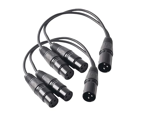 Miniatura 5 de Devinal XLR Splitter - Cable de conexión equilibrado en Y de 3 pines hembra a macho dual - 1 pie 2 unidades