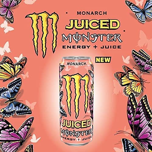 Image of Monster Juiced Monarch Energy Drink, Energy Plus Juice Formula, 500 ml Can, Pack of 3 (Product Of USA) From DECADENT FOODS